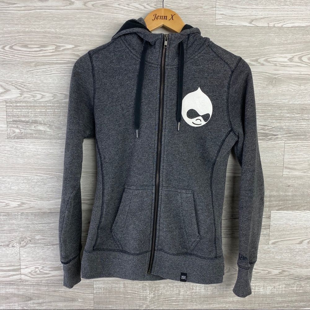 New Era Gray Zip Up Sweater With Hoodie